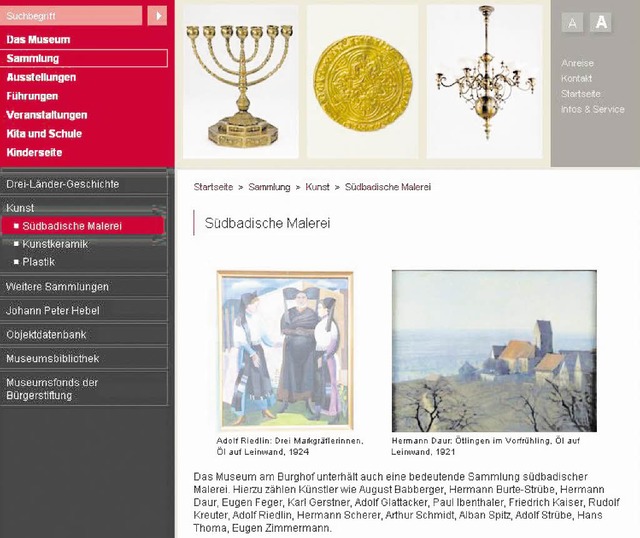 Blick auf die neue Homepage des Museums am Burghof   | Foto: BZ