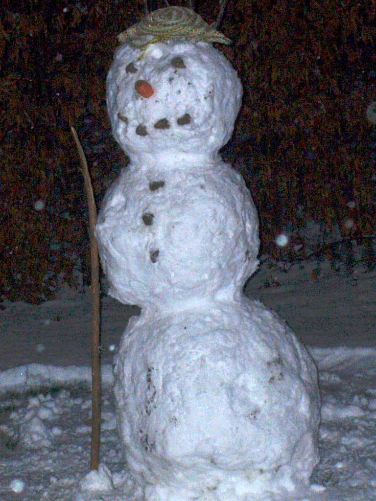 Den Schneemann hat die 8-jhrige Maja ganz alleine in Haslach gebaut.