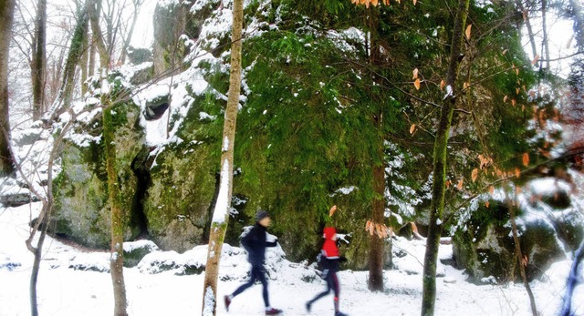 Laufen macht Spass - vorausgesetzt man...ese beiden Lufer in der Wolfsschlucht  | Foto: Birgit-Cathrin Duval