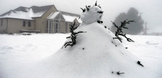 Fr einige hat der Wintereinbruch auch...ny wurde ein groer Schneemann gebaut.  | Foto: Jutta Binner-Schwarz