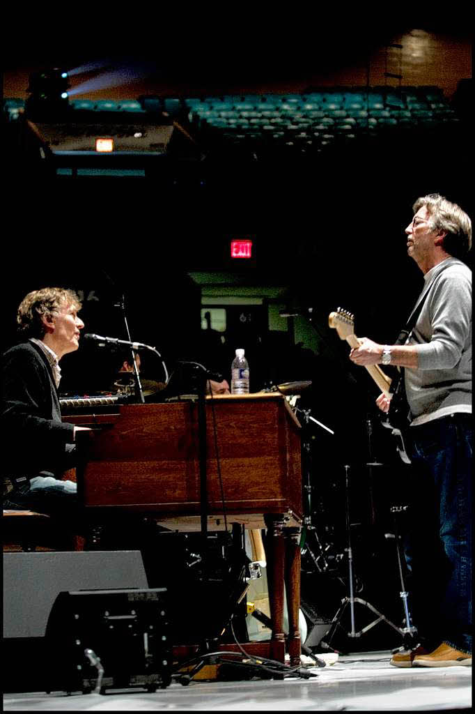 Wiedervereint nach 40 Jahren: Bilder von den Proben und dem Reunion-Konzert von Eric Clapton und Steve Winwood im Februar 2008. Am 26. Mai 2010 spielen die beiden in Basel