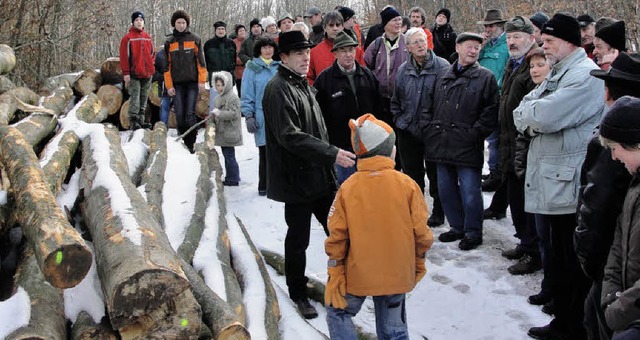 Holzversteigerung  in Maulburg: Das Vo... oder  andere  Ster  Holz  verfhren.   | Foto: Monika  Weber