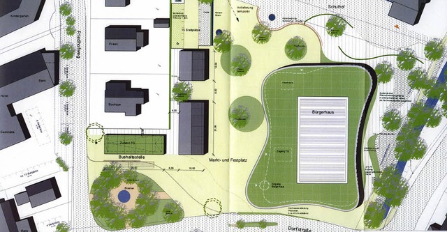 Die Planung fr die neue Ortsmitte mit...s hat der Gemeinderat jetzt gebiligt.   | Foto: Gemeinde Merzhausen