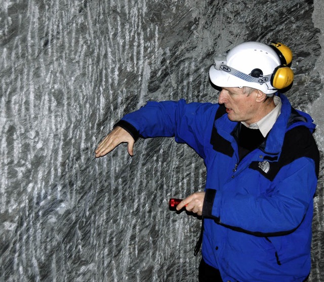 Paul Bossart, Direktor des Mont-Terri-...irtgestein fr das Schweizer Endlager.  | Foto: Heike Armbruster