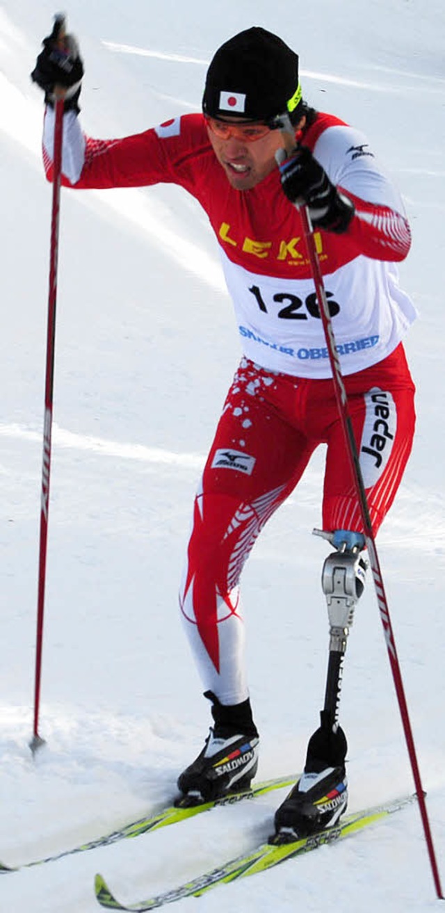 Langlauf mit Prothese: Der Japaner Ken...Weltcup der Behinderten am Notschrei.   | Foto: ANDREAS FREY