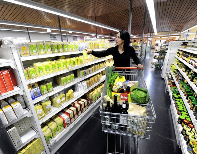 Der Biofachhandel in Freiburg &#8211; ...lten Idealen die Werbetrommel rhren.   | Foto: Ingo Schneider