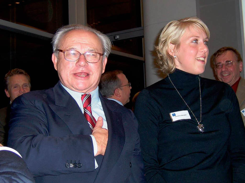 Hubert Burda mit der Speerwerferin Christina Obergfll