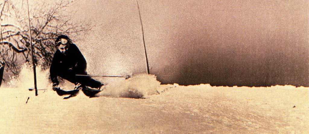 Hubert Burda in jungen Jahren im Schnee.