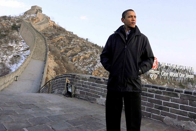 US-Prsident Barack Obama 2009 steht  ...ischen den USA und China steil bergab.  | Foto: dpa