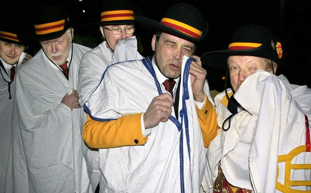 So ein Jammer, die Fasnacht ist vorbei...Kilian, Klaus Flum und Roland Lauber.   | Foto: peter schtz