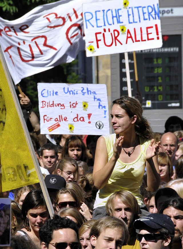 Studenten beim Bildungsstreik in Freiburg  | Foto: Ingo Schneider