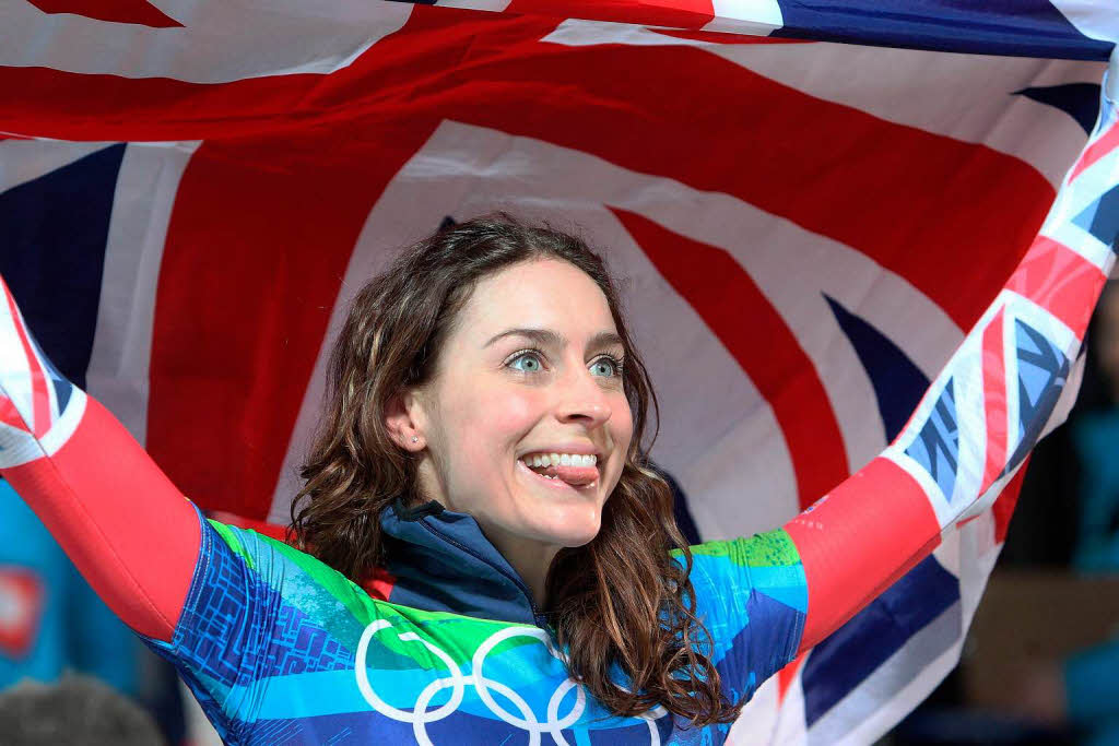 Goldenes Strahlen bei Amy Williams, der britischen Olympiasiegerin im Skeleton.