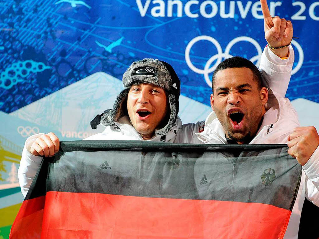 Die Eisrinne bleibt fr die Deutschen eine Medaillen-Schatzkiste. Die Zweitplatzierten Thomas Florschtz (l.) und Richard Adjei.