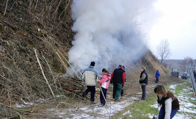 Bschungspflegeaktion  bei Leiselheim:...re steile Bschungen rund um den Ort.   | Foto: Roland Vitt