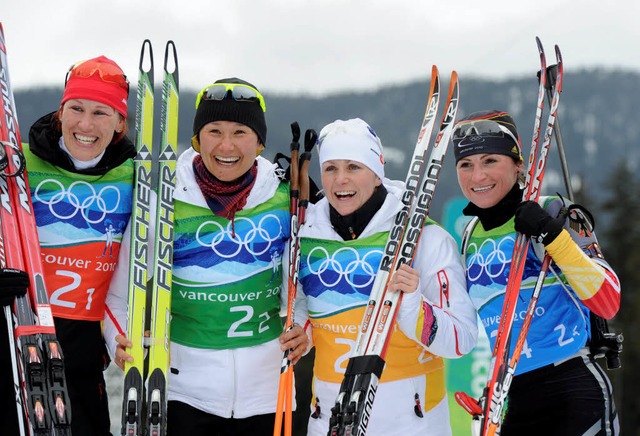 Kati Wilhelm, Simone Hauswald, Martina...Bronze in der Biathlon-Staffel geholt.  | Foto: dpa