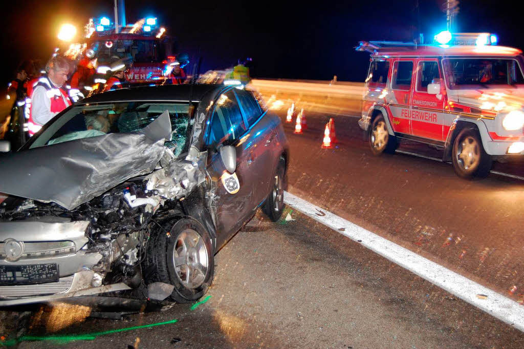 Die Unfallstelle auf der Autobahn 5. Die Unfallstelle auf der Autobahn 5.