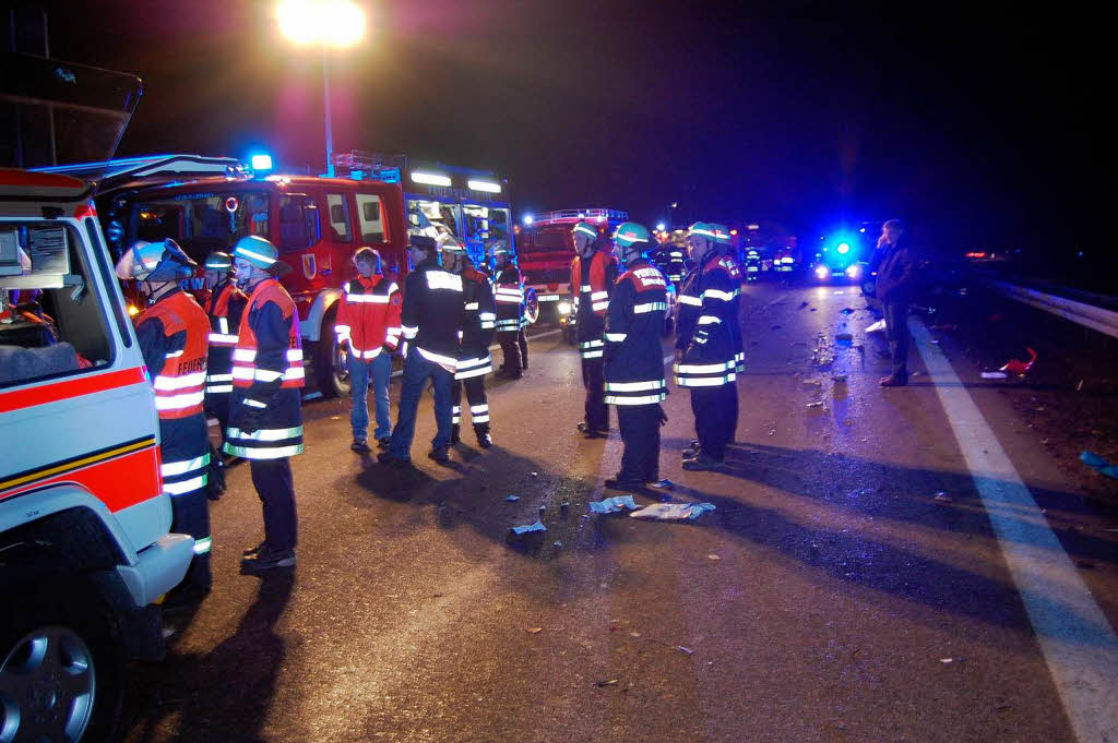 Die Unfallstelle auf der Autobahn 5. Die Unfallstelle auf der Autobahn 5.