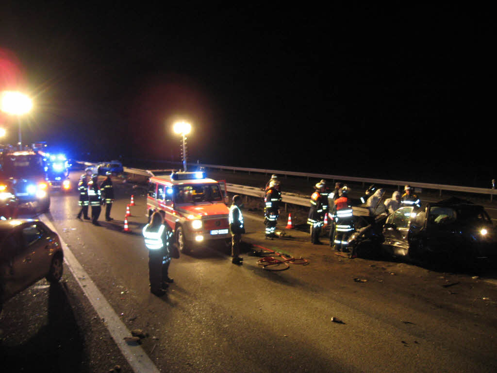 Die Unfallstelle auf der Autobahn 5. Die Unfallstelle auf der Autobahn 5.