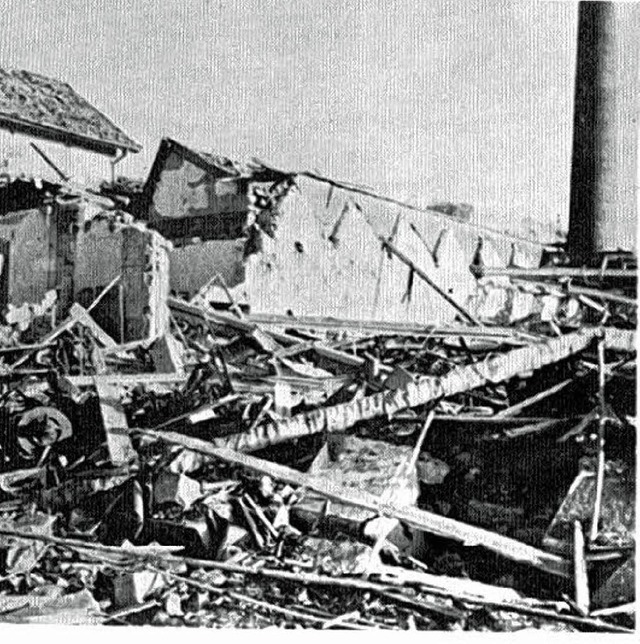 Die zerstrte Rstungsfabrik Teves in Lrrach.   | Foto: Ortschronik