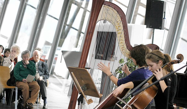 Ann-Sophie Lehre (Harfe) im Duo mit der Cellisten Olivia Schmidt-Thomee   | Foto: Heidi Fssel