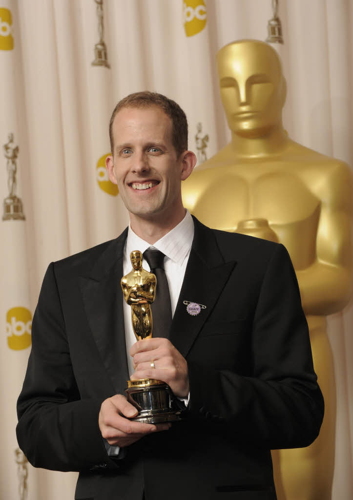 Der US-Regisseur Pete Docter nahm den Oscar fr den besten Animationsfilm, „Up“, entgegen.