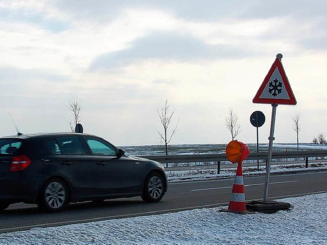 Warnung: Autos, die in Richtung Freibu...; deshalb gibt es dort keine Warnung.   | Foto:  Sebastian Barthmes