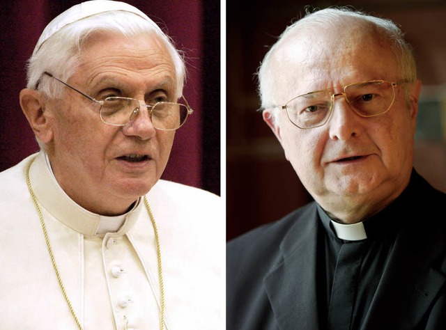 Papst Benedikt XVI. und Freiburgs Erzbischof Robert Zollitsch.  | Foto: dpa