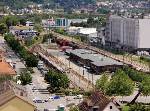Das Gterbahnhof-Areal in Lrrach mit ...em Spitzenplatz der Priorittenliste.   | Foto: Archivfoto: Nikolaus Trenz