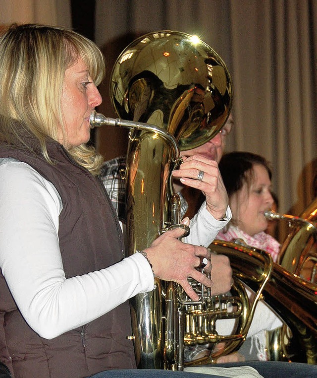 Intensive Vorbereitung: Nach ihrem Pro... Jugendkapelle frs Konzert gerstet.   | Foto: Kathrin Blum