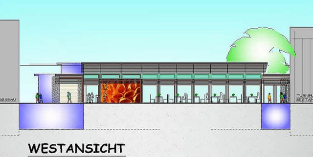 Die Mensa frs Scheffelgymnasium, wie ... Michael Rohrer einmal aussehen soll.   | Foto: PLan: Stadtbauamt