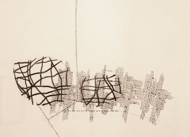 Schwarze und graue Strukturen: eine der Zeichnungen aus Basel   | Foto: Eri