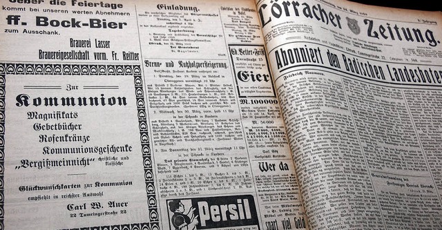 Aus dem Zeitungsband auf die Homepage:... den Lrracher Alltag vor 100 Jahren.   | Foto: Nikolaus Trenz