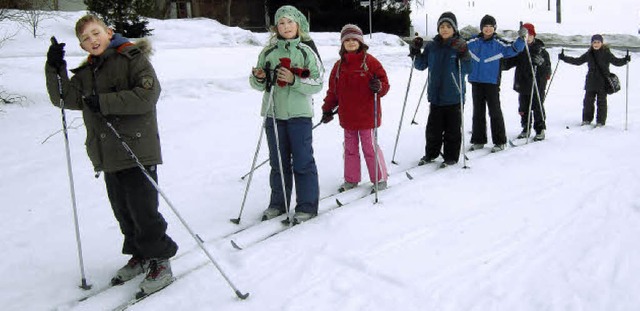 Auf Langlaufski durch den Schnee: Die ...n bei ihrem Ausflug nach Hinterzarten.  | Foto: Privat