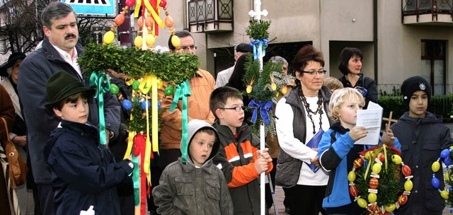 Wie hier in Wallbach feierten die Katholiken berall den Palmsonntag.  | Foto: susanne kanele