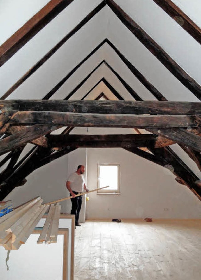 Blick ins neue Dachgeschoss der Hebelh...oderne und Tradition verbinden wird.    | Foto: Silke Hartenstein