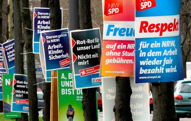 Wahlplakate fr die Landtagswahl in NRW.  | Foto: dpa
