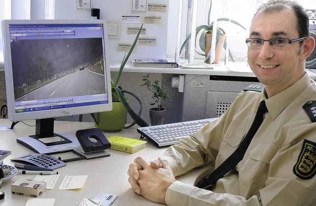 Axel Braxmeier, Leiter der Verkehrspol...adfahrer zum  Bikertag in Schluchsee.   | Foto: Martin