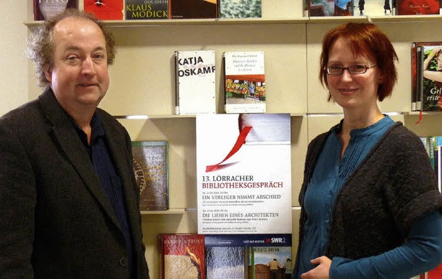 Organisieren das 13. Lrracher Bibliot... Florian Nantscheff und Wibke Gerking.  | Foto: Claudia Gabler