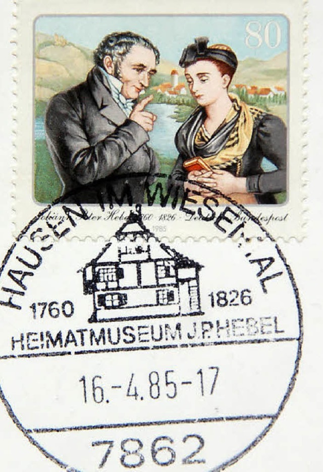 Berhmtes Bild als Postwertzeichen: Ge...ie Hebelbriefmarke als Ersttagsbrief.   | Foto: Wolfgang Roth
