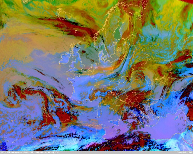 Die Aschewolken auf dem Satellitenbild  | Foto: dpa