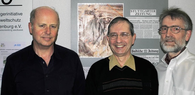 Martin Sahr (von links), Frank C. Lasc...or der Ausstellung in der Josefsklinik  | Foto: robert ullmann