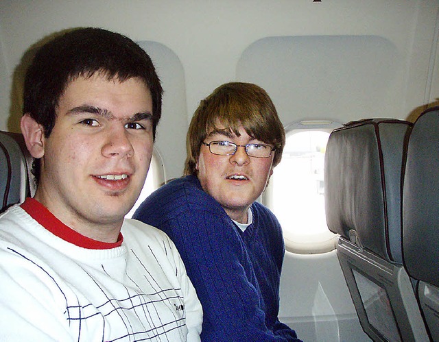 Der erste Flug: Armendt (links) und Matthias   | Foto: BZ