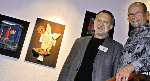 Dietmar Fulde, der Leiter der Psycholo...ngsstelle, und Knstler Konrad Grund.   | Foto: Barbara Ruda