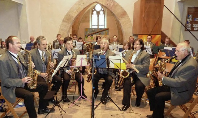 Die Saxophonisten (von links) Walfried... Musik- und Feuerwehrkapelle Teningen.  | Foto: Karlernst Lauffer