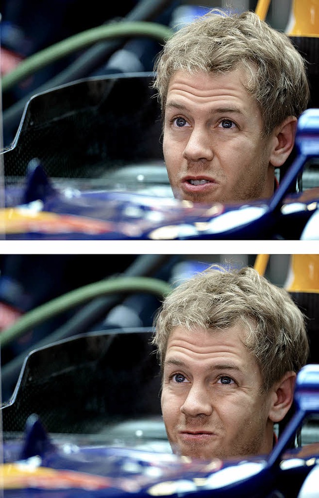 So ganz scheint Sebastian Vettel mit s...bestand doch kein Grund zur Skepsis.    | Foto: dpa