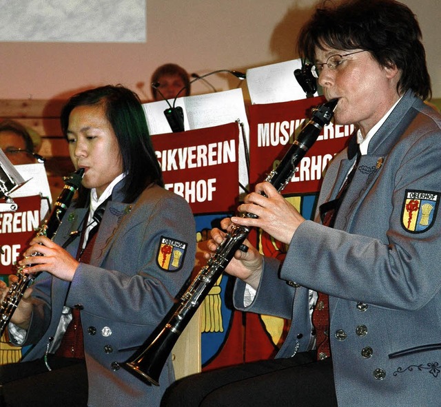 Der Musikverein Oberhof begeisterte be...ms-Wunschkonzert in der Thimoshalle.    | Foto: brigitte Chymo