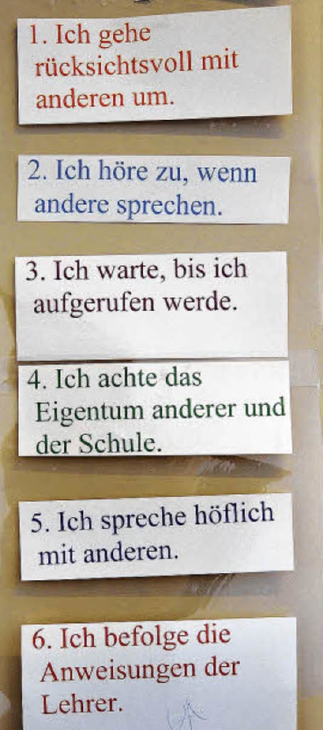 Zu den Trainingsraum-Regeln gehrt auc...nterricht aufzupassen und mitzumachen.  | Foto: Ingo Schneider