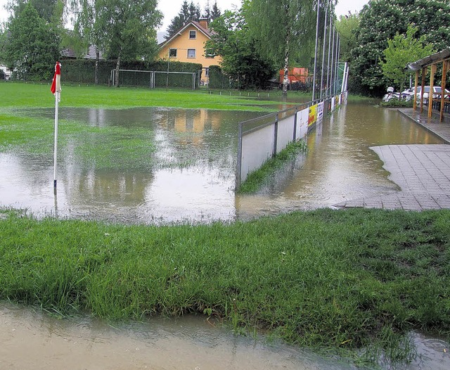 Der Hohentengener Sportplatz lud  zum Wasserball ein.   | Foto: gems-thoma