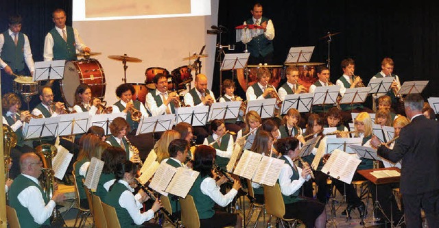 Der Wyhler Musikverein begeisterte das Publikum mit seinem Jubilumskonzert.   | Foto: Jrgen Schweizer
