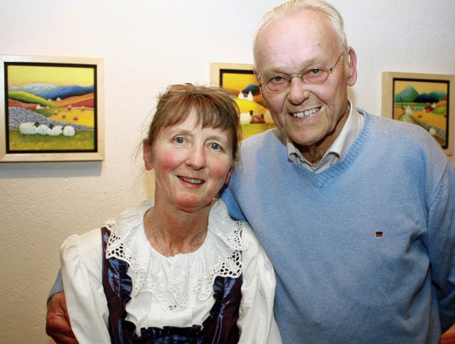 Judith Roser und Pit van Leuken bei de...sstellung in der Brchauer Sonnhalde.   | Foto: Heiner Fabry